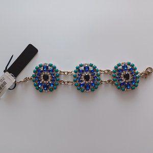 J.Crew Multi-Stone Gold Tone Chain Bracelet, NWT